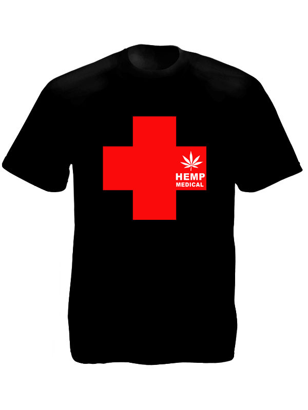 Tshirt Noir Herbe Médicinale Medical Hemp