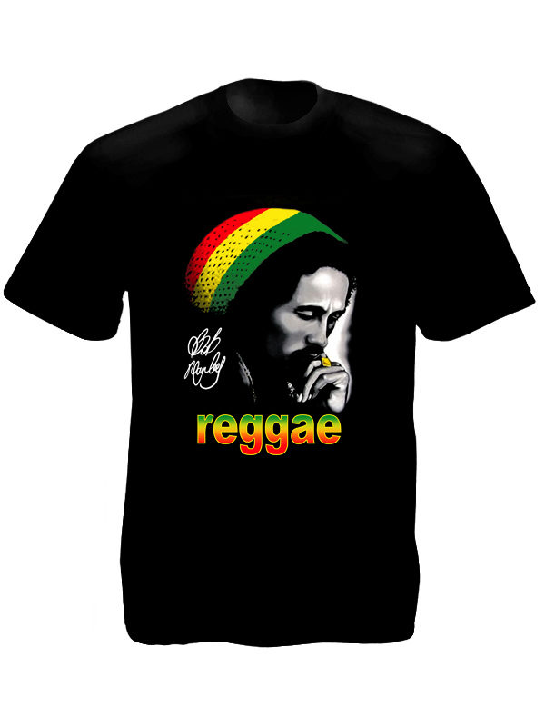 Tshirt Noir Bob Marley Reggae Rasta Beanie