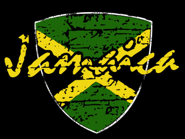 Tshirt Noir Drapeau Jamaica Vert Jaune Noir