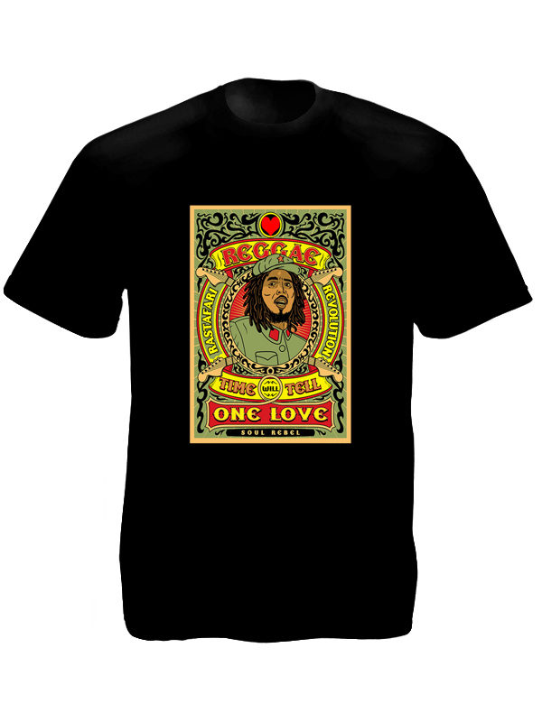 Tshirt Noir Rastafari Revolution Soul Rebel