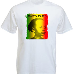 Hailé Sélassié Tshirt Blanc Rastafari Vert Jaune Rouge en Coton