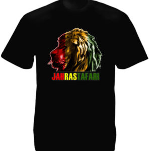 Jah Rastafari Tee Shirt Noir Manches Courtes Homme Empereur Haïlé Sélassié