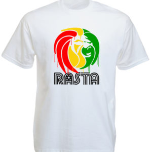 Lion de Juda Rastafari Tee Shirt Blanc à Manches Courtes en Coton