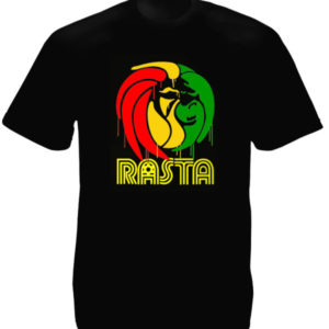 Lion de la Tribu de Juda Tshirt Noir en Coton Style Rastafari