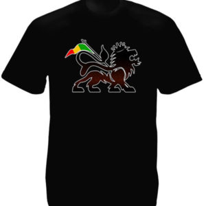 T-Shirt Noir pour Homme en Coton Imprimé du Lion de la Tribu de Juda