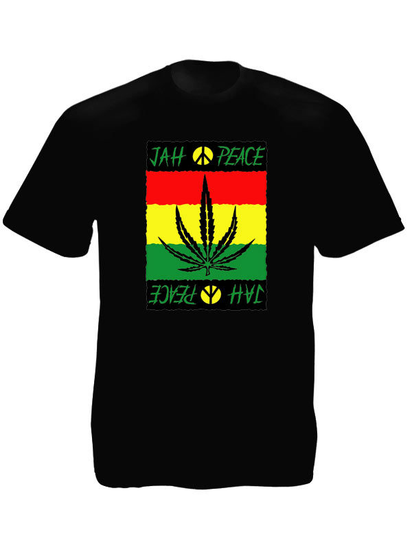 Peace and Love Tshirt Noir Homme Jah Rastafari