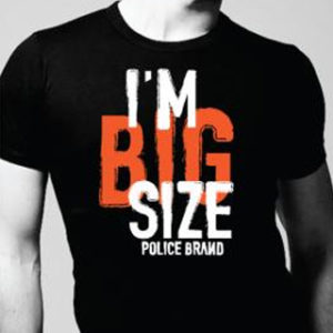 Police T-Shirt Noir Uni Modèle Homme Classique en Coton