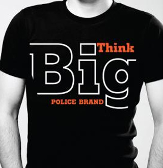 Police Tee-Shirt Noir Eté pour Homme Coton Biologique Think Big