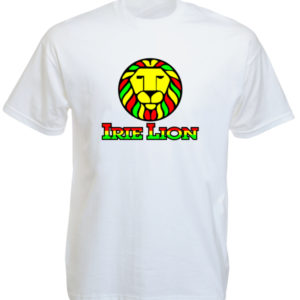 Style Rasta Tshirt Blanc Irie Lion à Manches Courtes Coupe Homme