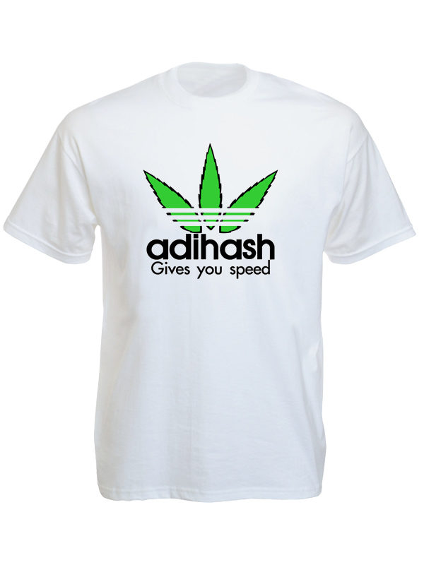 T-Shirt Blanc Humoristique Logo Adidas détourné en Adidhash