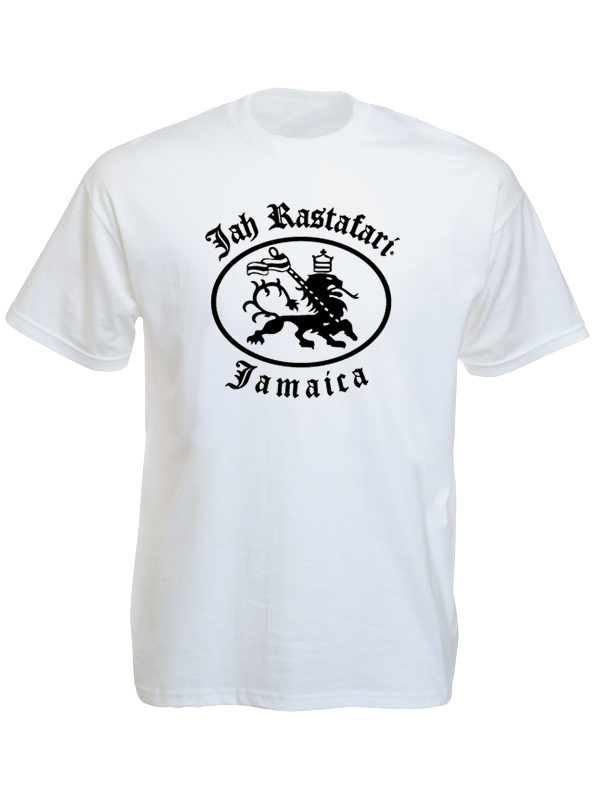 T-Shirt Blanc en Coton Jah Rastafari Hailé Sélassié