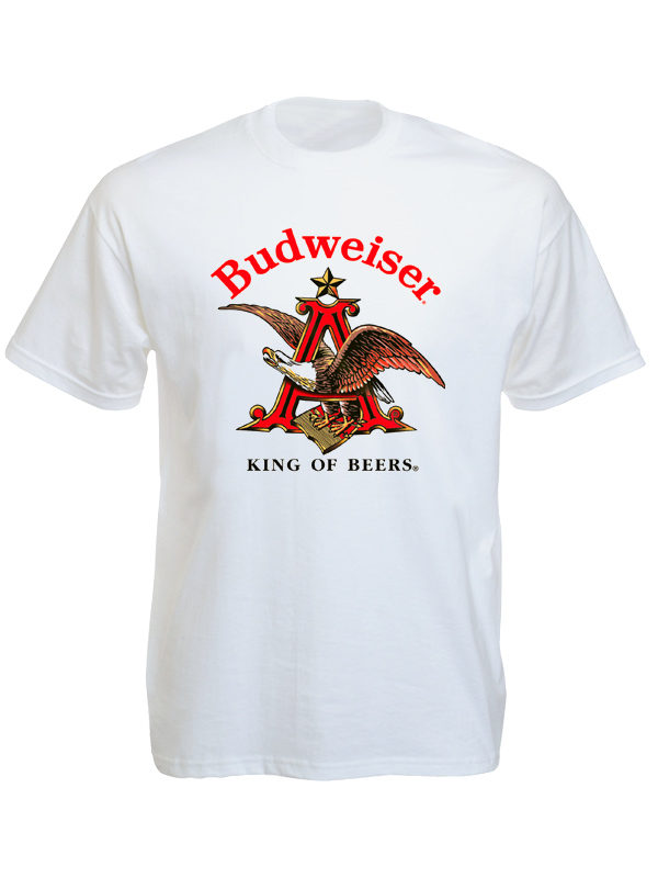 T-Shirt Blanc à Manches Courtes Logo Bière Budweiser