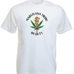 T-Shirt Blanc Manches Courtes Militant Cannabis Pharmaceutique ou Médical