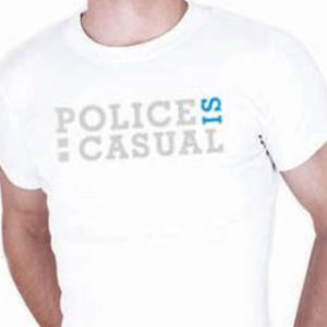 T-Shirt Blanc Mode Casual Marque Police pour Homme Manches Courtes