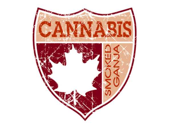 Tee Shirt Coloris Blanc Blason Canada Feuille Erable Cannabis