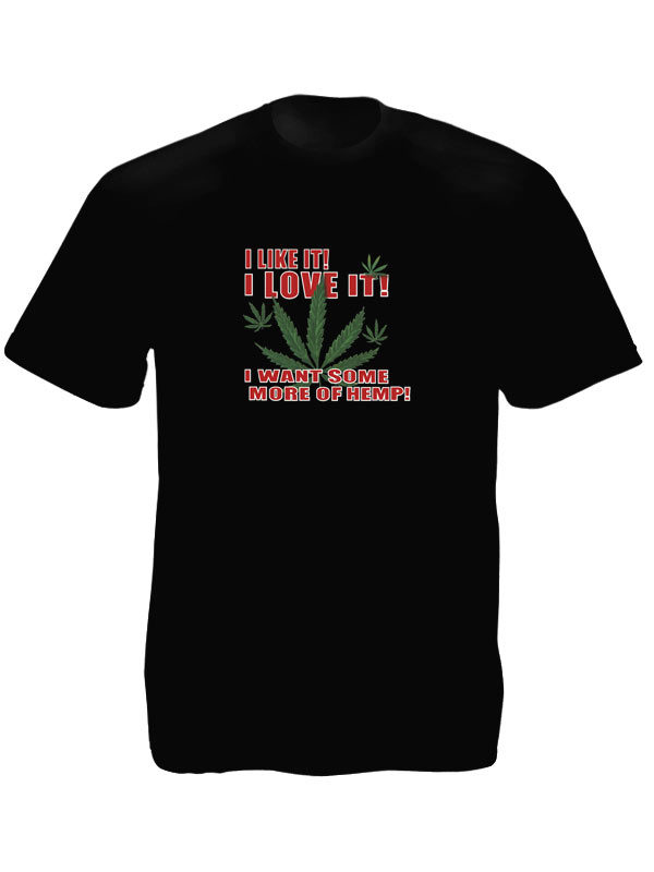 T-Shirt Noir en Coton Manches Courtes J'aime le Cannabis