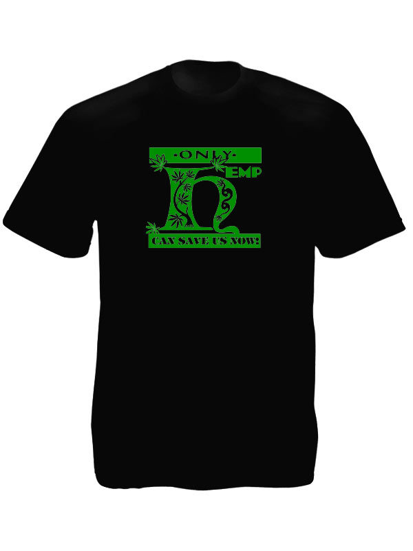 T-Shirt Noir Homme Ecolo pour Utilisation du Chanvre et Cannabis