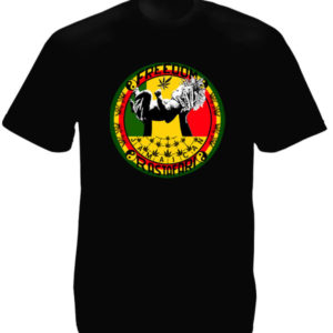 Tshirt Noir Jamaïcain Rastafari pour la Paix Manches Courtes