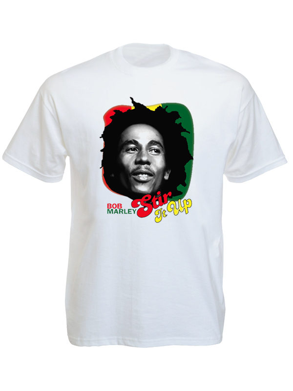 T-Shirt Blanc Manches Courtes Bob Marley Stir It Up