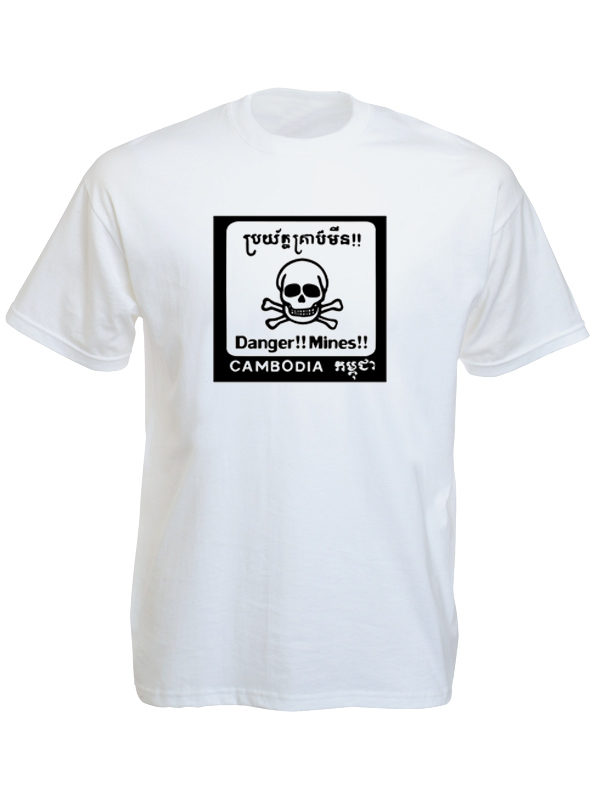 T-Shirt Blanc Manches Courtes Danger Mines Cambodge