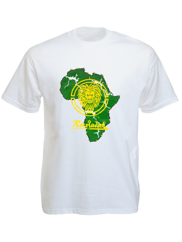T-Shirt Blanc Manches Courtes Logo Rasjudah avec la Carte de l’Afrique