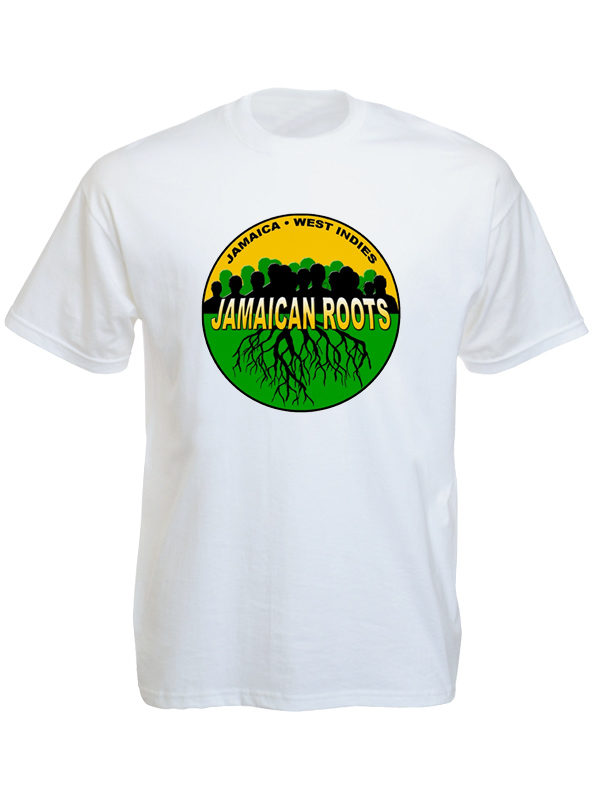 T-Shirt Blanc Rasta Jamaica Roots à Manches Courtes