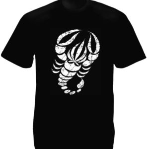 T-Shirt Noir Homme Signe du Scorpion en Feuilles de Cannabis