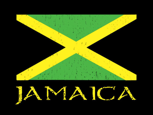 T-Shirt Noir Jamaica Drapeau de la Jamaïque Jaune, Noir et Vert