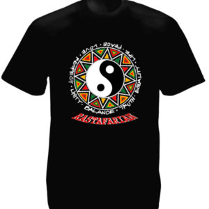 T-Shirt Tribal Style Rasta Noir à Manches Courtes en Coton