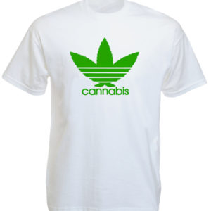 Tee Shirt Blanc Amusant Adidas Cannabis Taille L Homme