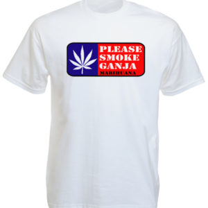 Tee Shirt Blanc Uni en Coton Appel à Fumer du Cannabis