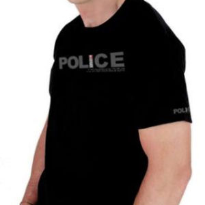 Tee Shirt de Police Couleur Noire Coupe Ajustée Homme Taille L