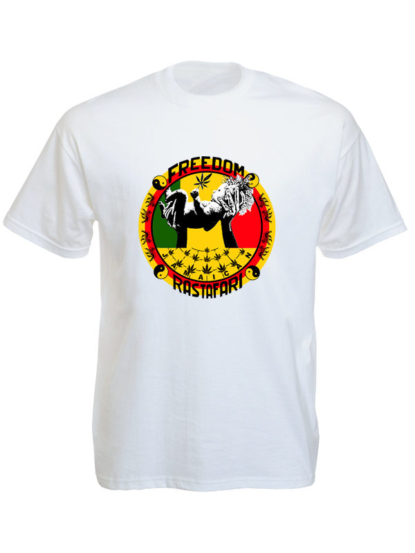 Tshirt Blanc Freedom Jamaïcain Rastafari