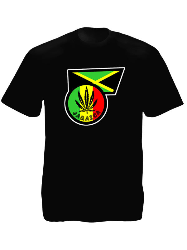 Tee Shirt Noir Coton Jamaïcain et Rastafari à Manches Courtes