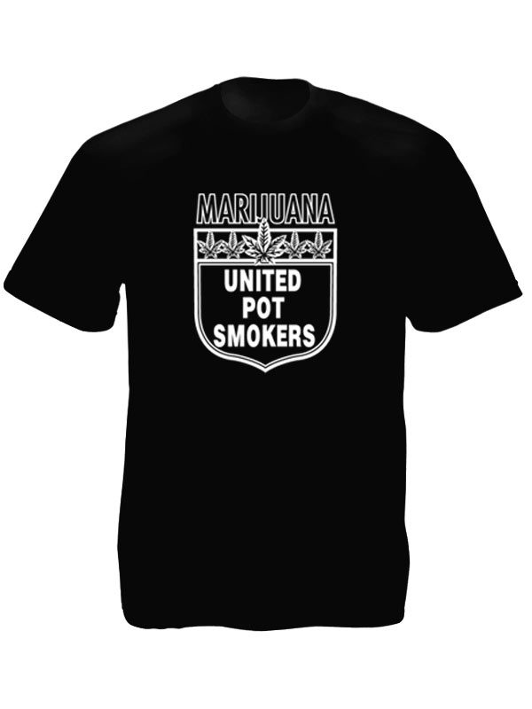 Tee Shirt Noir en Coton pour Homme Union des Fumeurs de Cannabis