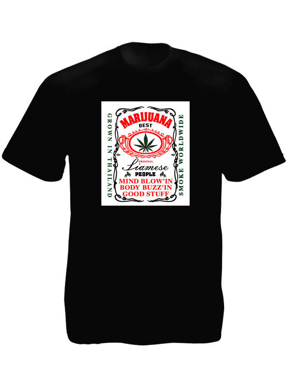 Tee Shirt Noir Taille L Col Rond Meilleur Cannabis du Monde