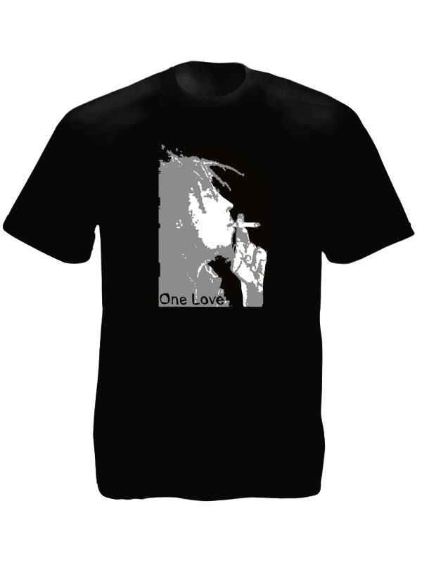 T-Shirt Noir Monochrome Bob Marley One Love