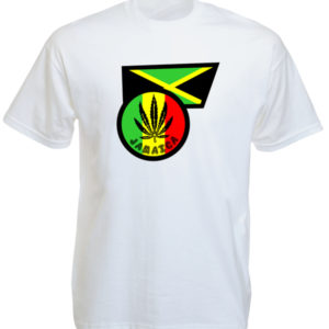 Tshirt Blanc Homme Drapeau Jamaïque Ecusson Rasta