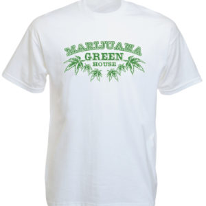 Tshirt Blanc Homme Manches Courtes Marijuana Green House