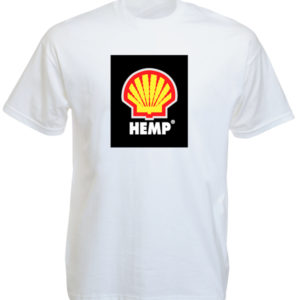 Tshirt Blanc Manches Courtes Hemp Chanvre Parodie Logo Shell