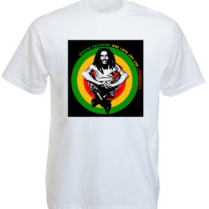Tshirt Blanc One Love and Peace Jah Live Bob Marley