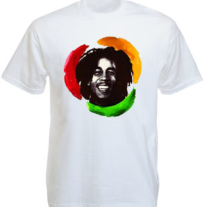 Tshirt Bob Marley Homme Blanc Taille L Col Rond Manches Courtes