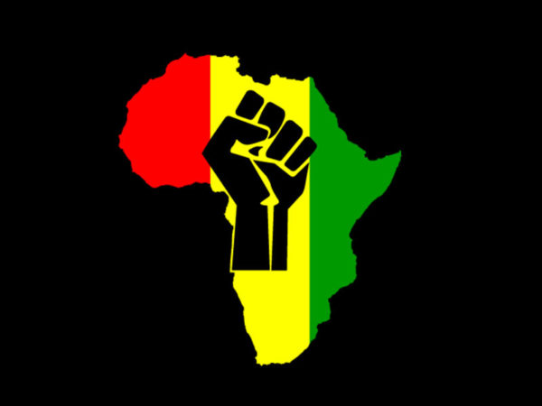 Tee Shirt Noir Afrique Rouge Jaune Verte Poing Levé Black Power