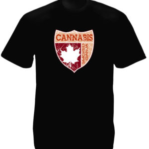 Tshirt Noir Coton Manches Courtes Emblème Canadien Smoked Ganja