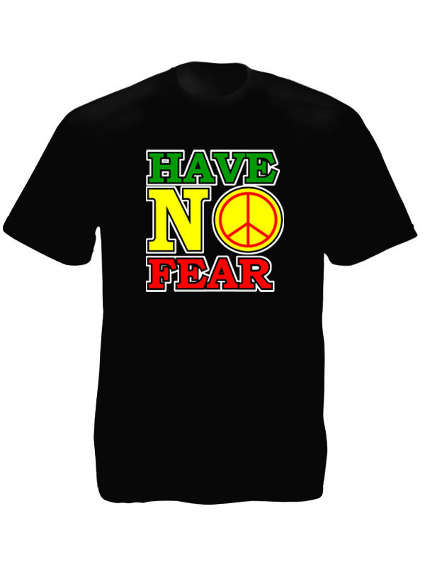 Tshirt Noir Coton Musique Reggae Signe Peace and Love