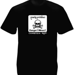 Tshirt Noir en Coton pour Homme Danger Mines Cambodia