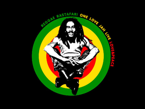 Tee Shirt Noir Homme Love and Peace Reggae Bob Marley
