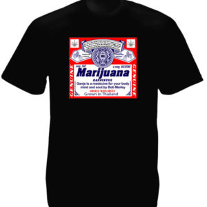 Tshirt Noir à Manches Courtes Etiquette Vente Marijuana Cannabis