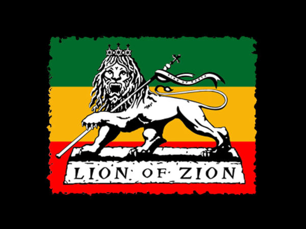 T-Shirt Noir Homme Drapeau Rastafari Lion of Zion