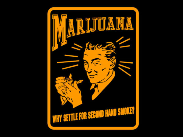 T-Shirt Noir Manches Courtes Vieille Pub pour le Cannabis